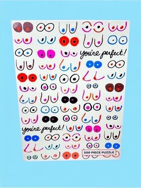 NEW The Found Feminist Pop Art “You're Perfect” Jigsaw Puzzle Boobs 500 Piece